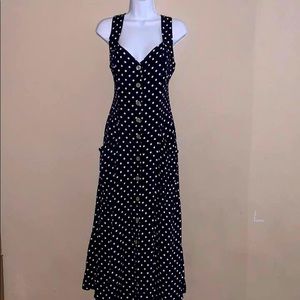Ann Taylor Navy Polka Dot Laundry Dress